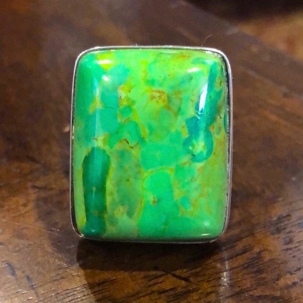 JAY KING DTR Green Turquoise Sterling Silver Cabochon Ring Sz 10 - Picture 16 of 16